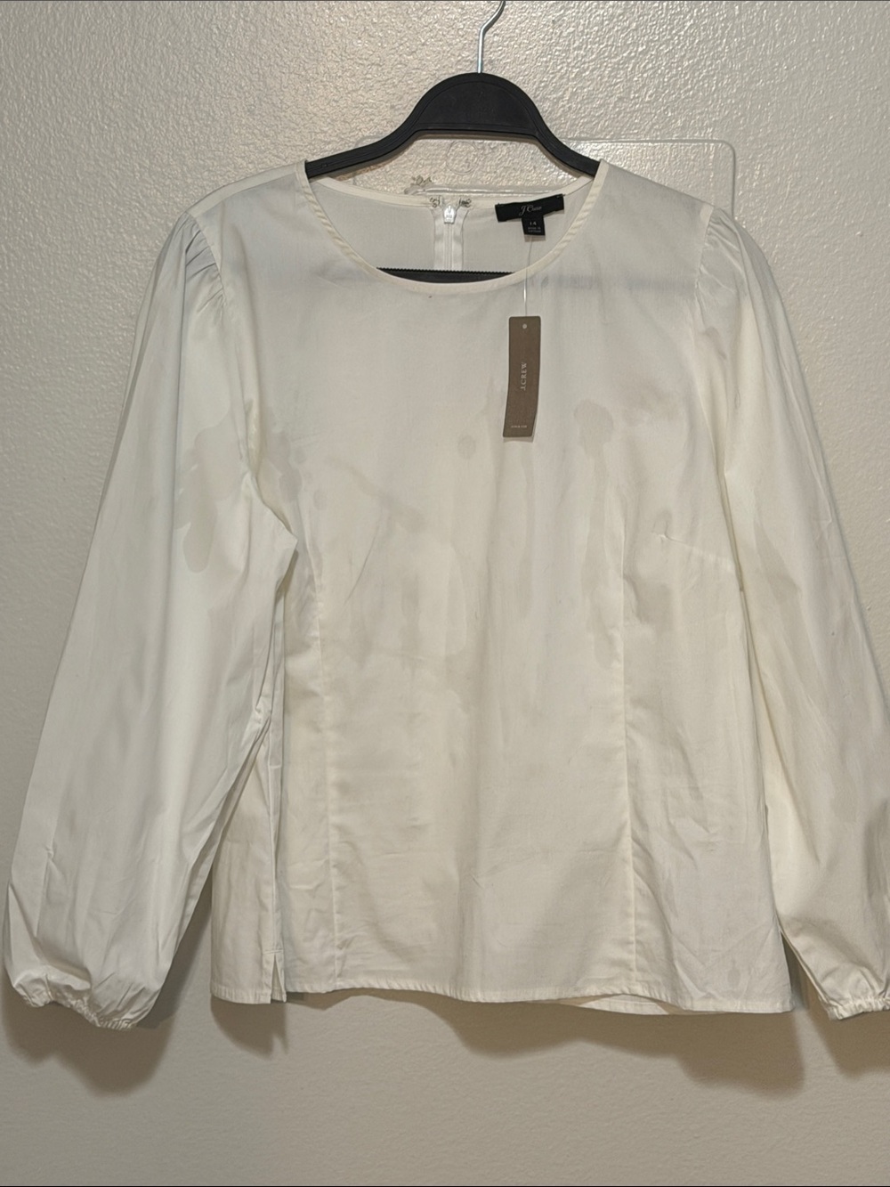 J. Crew Cream Long-Sleeve Crewneck Dress Shirt